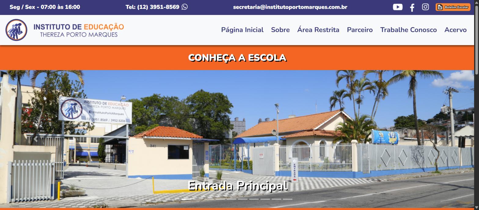 Captura da página inicial de institutoportomarques.com.br